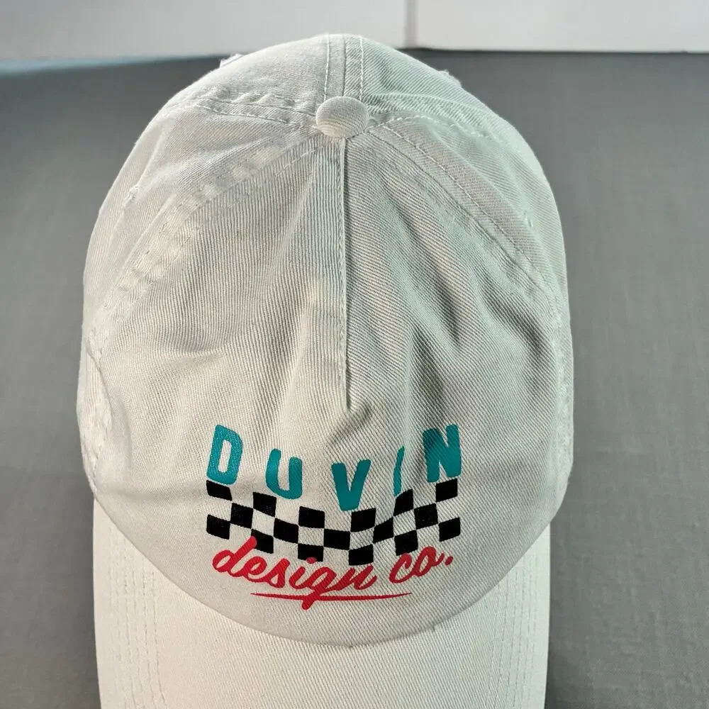 Duvin Design Co Checkered Snapback Hat White Youth Adjustable Cap